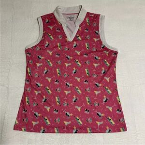 New Coral Bay Pink Golf & Martini
Drinks Print m Sleeveless polo Size 1x
